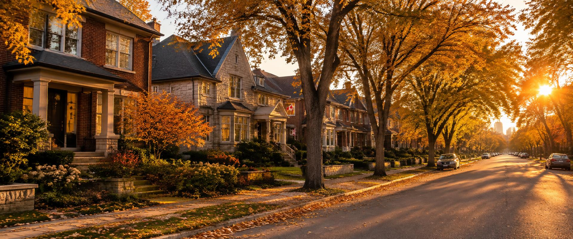 Tree-lined London street at golden hour